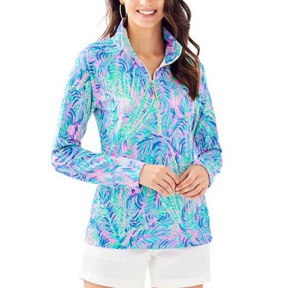 Lilly Pulitzer UPF 50+ Skipper Popover Pink Sunset Coco Breeze - Picture 14 of 14